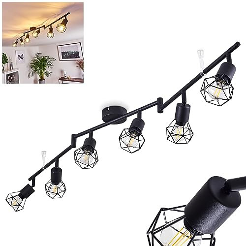 HOFSTEIN Deckenleuchte Baripada, 6-flammiger Deckenstrahler aus Metall schwarz, Retro Deckenlampe, 6 x E14, die Leuchtenköpfe sind dreh- und schwenkbar, ohne Leuchtmittel