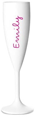 Personalised Champagne Love Flute Glass TV Any Name Font Colours Wine Cocktail Prosecco Gift (Pink)