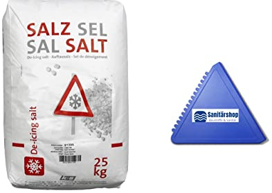 zbs24 Streusalz 25 kg Sack - Auftausalz für den professionellen Winterdienst geeignet - inkl. 1 zbs24 Eiskratzer