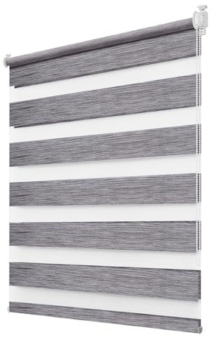 Deswell Doppelrollo Klemmfix ohne Bohren Marmor-Grau B110 x H150 cm (Stoffbreite 106cm) Rollos für Fenster ohne Bohren für Fenster mit Lichtdurchlässig & Verdunkelnd/Höhe Stufenlos Verstellbar
