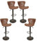 Tabouret Bar Lot de 4 Vintage Marron, Réglable Tabouret de Bar Pivotant, Tabouret Bar Cuisine Industriel Chaise Bar Rotatif avec Dossier et Repose-Pieds pour Maison Cuisine Bistro (4, Marron)