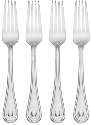 Lenox French Perle Dinner Forks, Set of 4, 0.60, Metallic