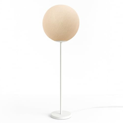 CREATIVECOTTON Stehleuchte mit handgearbeiteter Kugel aus Baumwolle (Creme)