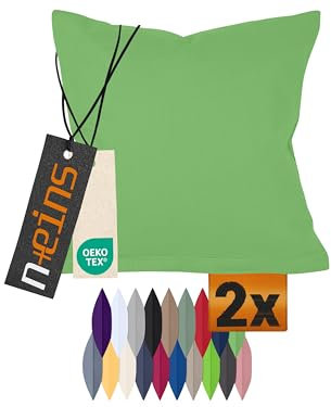 npluseins Doppelpack Baumwoll-Kissenbezüge - Moderne Wohndekoration in schlichtem Design 317.361, 30 x 50 cm, grün