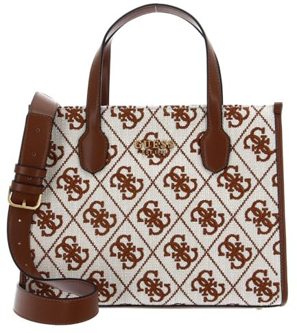 GUESS Silvana 2 Compartment Tote Saddle Logo