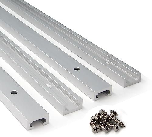 Zeberoxyz 4pcs 300mm/12 Aluminum T-Track Slider with Screws Double Cut Profile Universal with Predrilled Mounting Holes for Woodworking and Clamps DIY Tools (Size:300mm, 4pcs)