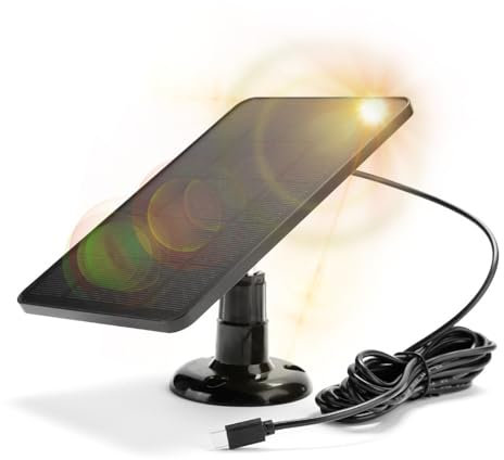 Irishom Panneau solaire de caméra de sécurité IP6 étanche Puissance continue réglable à 360 degrés avec panneaux solaires de charge de 10 W 5 V avec port Type-C/Câble de charge de 9,8 pieds