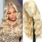 Echthaar Perücke Schwarz Frauen 613 Farbe 13x4 HD Body Wave Lace Front Wig 180% Density Blonde Transparent Body Wave Lace Front Perücke Pre Plucked with Baby Hair 18 ZOLL