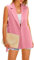MASCOMODA Blazer sans manches pour femme - Printemps - Décontracté - Col en V - Col en V - Pour le bureau, rose, XX-Large