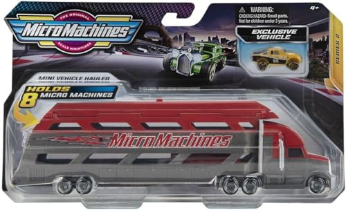 Micro Machines Kit de démarrage – Mini transporteur rouge – Comprend une voiture exclusive Chance of a Rare
