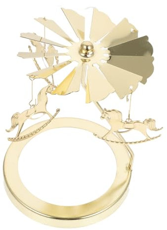 Drehbarer Kerzenhalter aus Eisen, Gold, Karussell Design