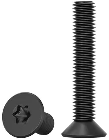 Drenky Senkkopfschrauben Torx 20 Stück, M6 x 40mm Schwarz Edelstahl A2 V2A Maschinenschrauben Standard Quincunx Senkkopf Schrauben Vollgewindeschrauben für Maschinenausrüstung und Wohnmöbel