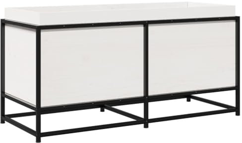 vidaXL Jardinera de madera maciza de pino blanca 100x40x50 cm, jardinera de exterior, jardinera para flores, macetero para tomates, jardinera de patio