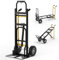 GYMAX 3-in-1 Sackkarre klappbar, Transportwagen mit Rädern & Gummigriff, Handkarre bis 360kg/450kg belastbar & Ladefläche 25x29cm/ 130x38cm, Lieferantenkarren für Garage, Fabrik & Supermarkt