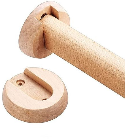 Garderobenstange, oval, aus hochwertigem Holz, Buche, Kleiderstange mit Endstützen für Schrankaufbewahrung (Si (40 cm)