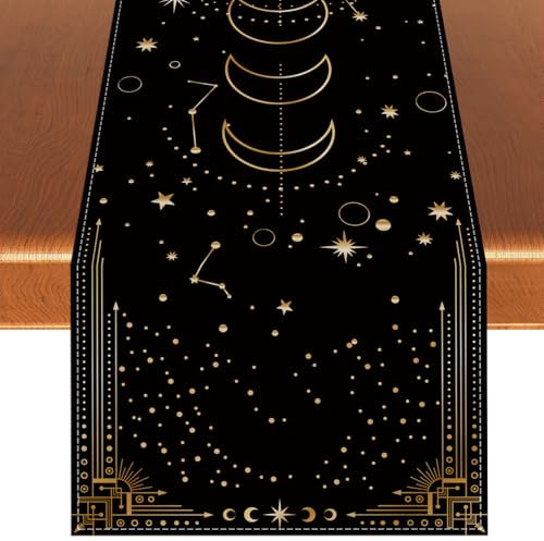 Ouija Ouija Tischläufer, Astrologie-Dekor, Okkulter Mond, Tischdecke, Gothic-Ouija-Dekorationen und Zubehör für Zuhause, Küche, Tisch, 33 x 183 cm