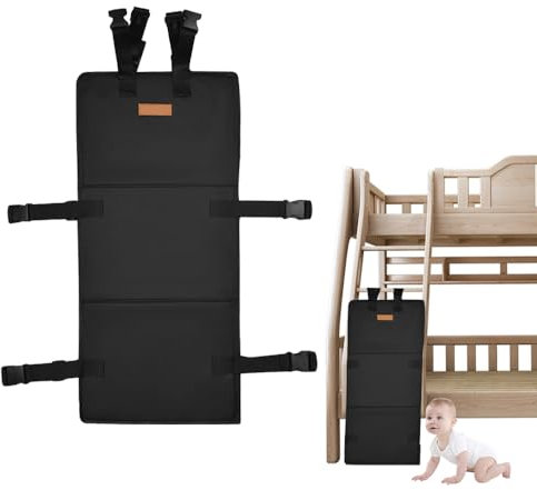 WDKXCN Bunk Bed Ladder Cover, Children's Ladder Covers with Adjustable Buckles, Foldable Design Bunk Bed Ladder Lock, Bunk Bed Ladder Guard to Prevent Kids from Climbing Ladders (Black)
