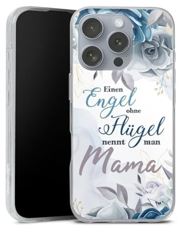 Silikon Hülle kompatibel mit Apple iPhone 16 Pro Case transparent Handyhülle Mama Sprüche Engel