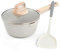 Casseruola 18 cm Antiaderente, 2 L Casseruola Latte con coperchio per friggere stufare e bollire, piccola pentola con manico in legno e porta di versamento per induzione e elettrici e fornelli a gas