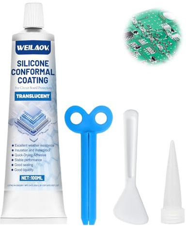 WEILAOK Gel Aislante Electrico, Cinta Aislante Liquida, Impermeabilizante Transparente/Secado Rápido/Resistente a Altas Temperaturas/Fluidez para Placas de Circuito Impreso y Placas de Control