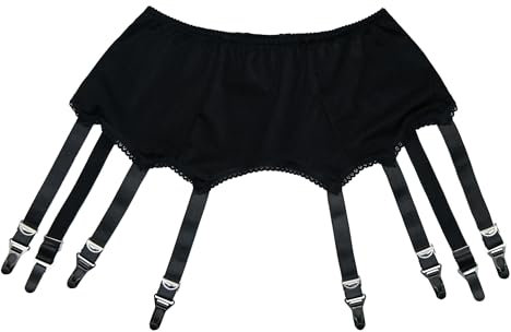 Luxallacki Reggicalze retrò con 8 cinghie e clip in metallo, reggicalze di lusso, Nero , XL