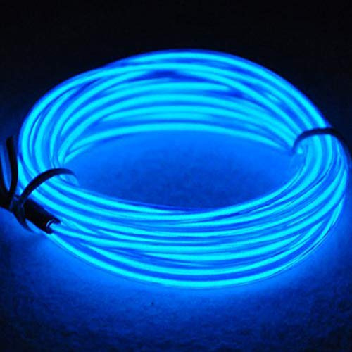 Kmruazre EL Wire Neon Kabel Mit Batterie Trafo, Leuchtet Electroluminescent, Weihnachten, Nacht Party, Kostüm Konzert Rave, Nacht Aktivitäten(3m/9ft,Blau)