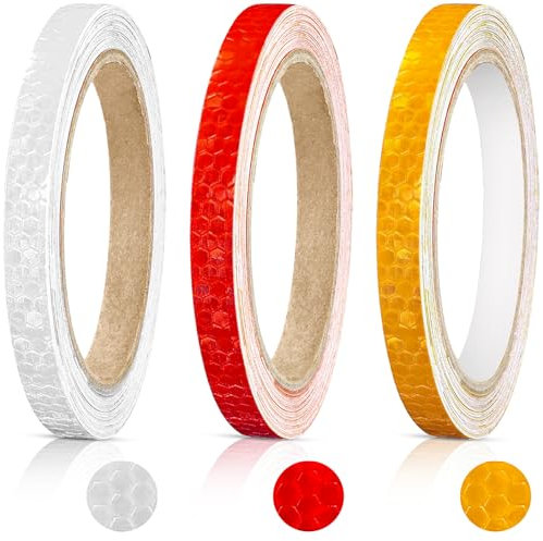 NISENTIA Reflektorband Selbstklebend, 24M Reflektierendes Klebeband, 3 Rollen Reflektierende Aufkleber, Zuschneidbar Warnband Reflektoren Sticker Reflective Tape für Fahrrad Helme kleidung