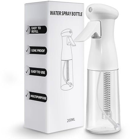 MRUN BONE Ultrafeine Sprühflasche, Tropfsichere Spray Bottle, Extrafeiner Zerstäuber, 200ml Wassersprühflasche für Haare, Pflanzen & Reinigung