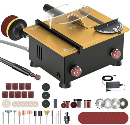 Mini Table Saw for Crafts[Dual 795 Motors & Switches] Max 200W/12,000RPM/26mm Adjustable Height Table Saw with Accessories.Gift for Men and Women's Creating Handmade Gifts,Exploring Hobbies,Models
