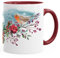 Kaffee-Tasse Vogel Rotkehlchen Blumen Misteln Watercolor Bird Weihnachten Christmas Autiga® bordeauxrot unisize
