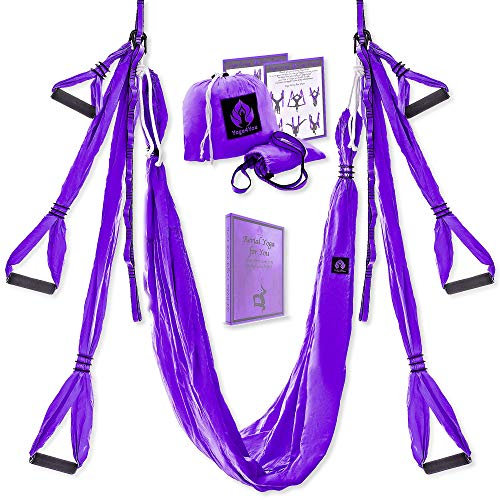 Aerial Yoga Swing Set - Yoga Hammock Aerial Swing - Aerial Sling Inversion Kit - Flying Yoga Inversion Tool - Antigravity Ceiling Hanging Yoga Sling - Adult Kids Arial Door Yoga Swing