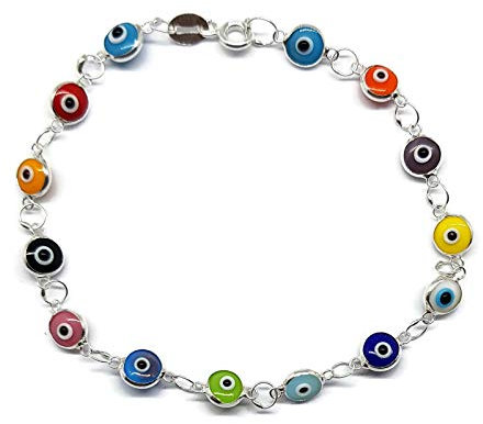 MYSTIC JEWELS by Dalia – Armband aus Silber „Böser Auge“ – 19 cm (Mehrfarbig(Bunt))