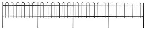 vidaXL Garden Fence Hoop 6.8x0.8m Outdoor Panel Barrier Border Decorative Landscape Privacy Edges Black Steel Rust-resistant Metal