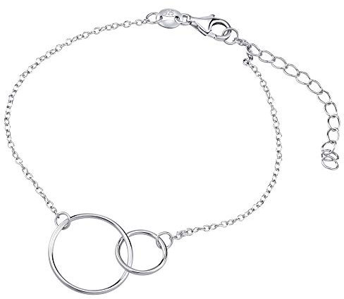 SILVEGO Damen Armband aus 925 Sterling Silber mit Anhänger verbundene Ringe Together Forever