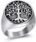 Aruie Bague Chevalière pour Homme en Acier Inoxydable Arbre de Vie Dôme Vintage Classique Bijoux Argent Taille 54