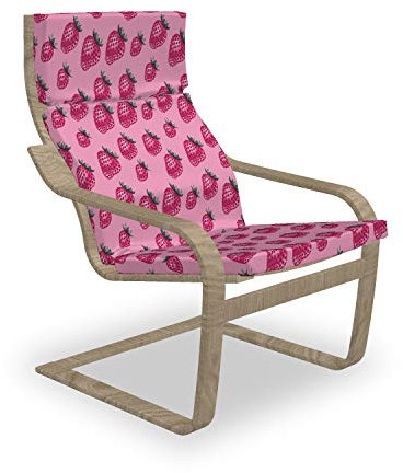 ABAKUHAUS Obst Poäng Sessel Polster, Pop-Art-Art-Erdbeere, Sitzkissen mit Stuhlkissen mit Hakenschlaufe und Reißverschluss, Pale Pink Magenta