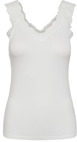 PIECES Pcbarbera Lace Top Noos Débardeur, Blanc éclatant, S Femmes