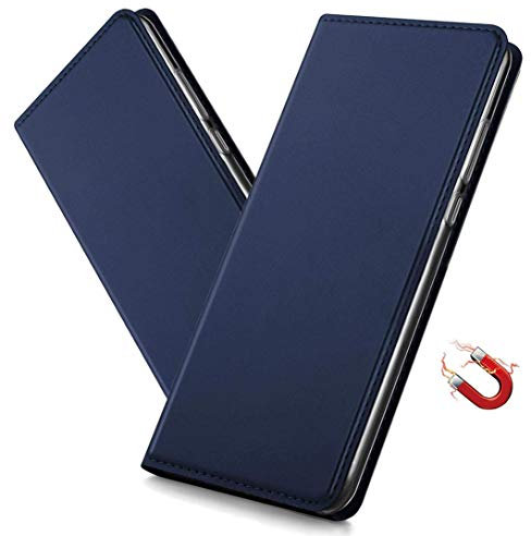 MRSTER Coque pour Honor 8X Housse, Étui à Rabat avec Carte Fentes, Fermeture Magnétique, Antichoc Ultra Mince Protection Case pour Huawei Honor 8X. DT Blue