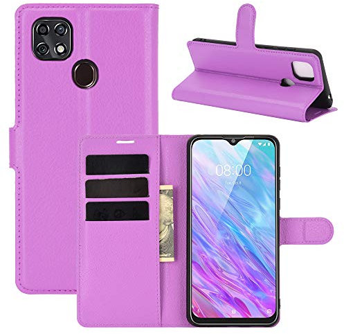 Fertuo Hülle für ZTE Blade 10 Smart, Handyhülle Leder Flip Case Tasche mit Standfunktion, Kartenfach, Magnetschnalle, Silikon Bumper Schutzhülle Cover für ZTE Blade 10 Smart 2020, Lila