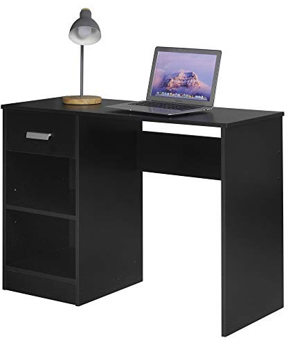 URBNLIVING 1 Drawer Wooden Bedroom Computer Work Table Office Desk Dressing Jewellery Unit (Black)