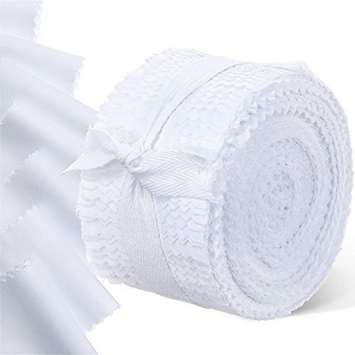 Boao Gelee-Stoffstreifen, Rolle zum Quilten, weiß, schwarz, Baumwoll-Kollektion, Stoffstreifen, 6,3 cm, einfarbig, Patchwork-Rollen zum Quilten, Handarbeiten, Nähen, Weiß, 6,3 x 111,8 cm, 40 Stück
