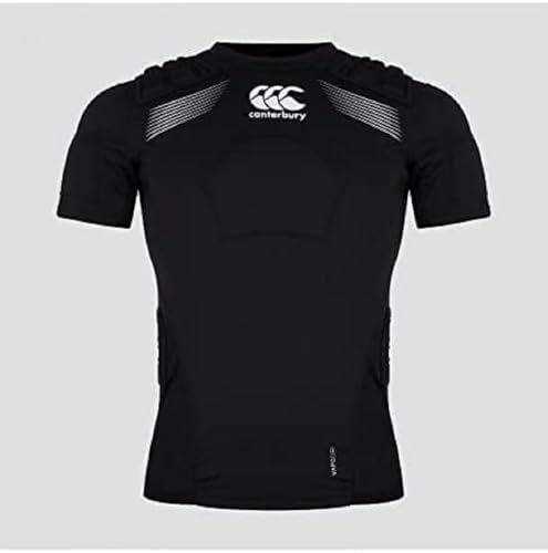 Canterbury Adult Unisex Pro Protection Rugby Vest | Protect Chest & Shoulders | Breathable | Lightweight and Flexible Protective Vest, Black/Whte/Silver, M