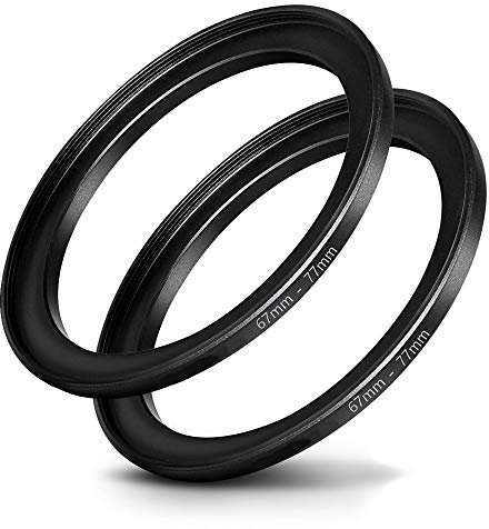 Step Up Ring für Kameraobjektiv, 67 mm Objektiv auf 77 mm Filter, Adapterring für Objektiv, Premium-Aluminium, 2 Stück
