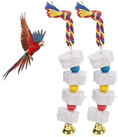 Tnfeeon Vogel-Kauspielzeug, 2 Stück Papageienkäfig-Bissspielzeug Vogelschnabel-Schleifstein Hängendes Kauspielzeug für Kleine Papageien und Vögel