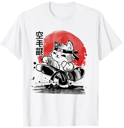 Japonés Karate gato niños artes marciales deporte Camiseta