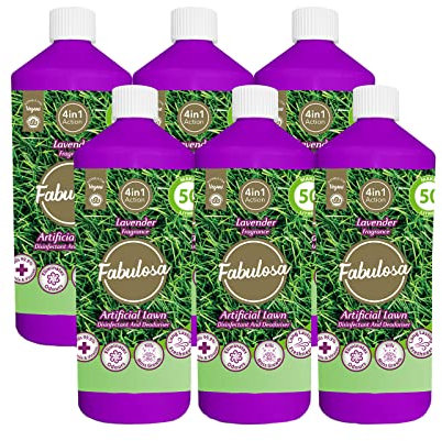 Fabulosa 4 in 1 All Purpose Disinfectant and Deodoriser, Pet Friendly Moss Growth Killer and Artificial Grass Cleaner, 1L, 6 Pack, Lavender