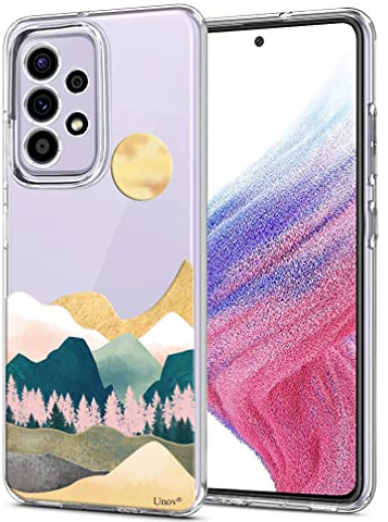 Unov Hülle Kompatibel mit Galaxy A53 Hülle klar Transparent Schlanke Schutzhülle Weich TPU Stoßstange Geprägtes das Muster Stoßdämpfung 6.5 Zoll (Sierra Berge)