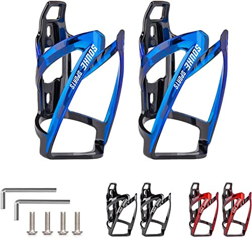 Souke Sports Bike Water Bottle Cage,2 Pack Lightweight and Sturdy Bicycle Bottle Holder for Road and Mountain Bikes,Blue