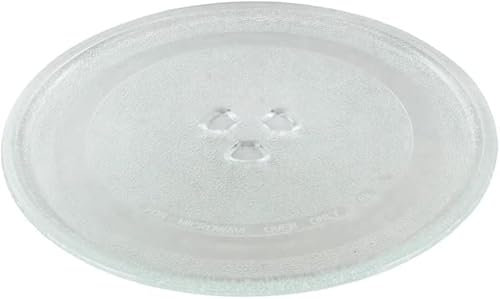 Plato para Microondas universal Plato Giratorio Placa de Cristal con 3 muescas, de 245 mm, Placa de Cristal para Microondas Durable y Resistente