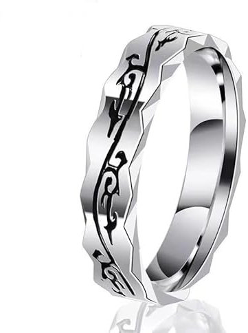 MeiLiSis Vintage-Ringe Für Herren – Epoxid-Drachen-Polierter, Polierter Herrenring, Persönlichkeit, Modeschmuck, Einfacher Modischer Zeigefingerring Im Hip-Hop-Stil, Silber, 11